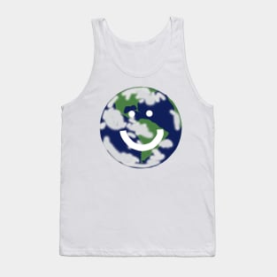 Happy Smiley Face Planet Earth Tank Top